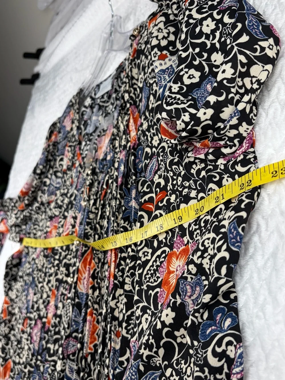 Susan Graver Floral Print Peasant Blouse Long Sleeve Black Multi Tunic Top M - Picture 5 of 10